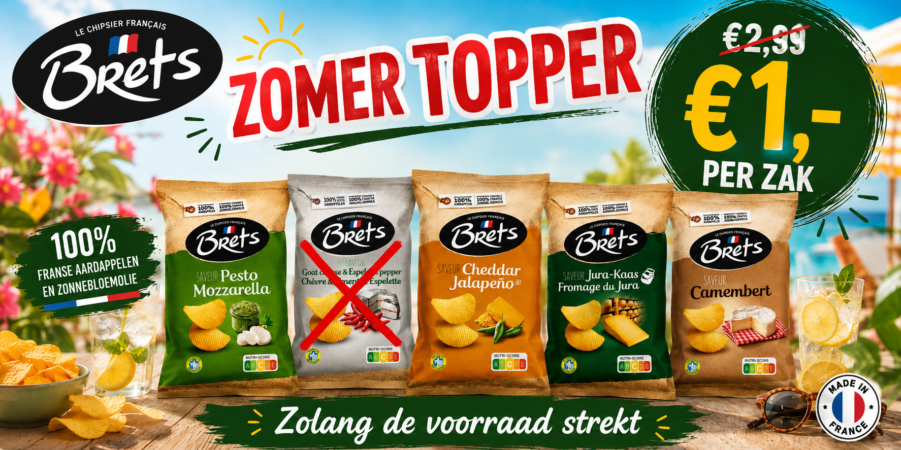 Alle Bret’s Chips voor maar €1 per zak Alle Bret’s Chips voor maar €1 per zak