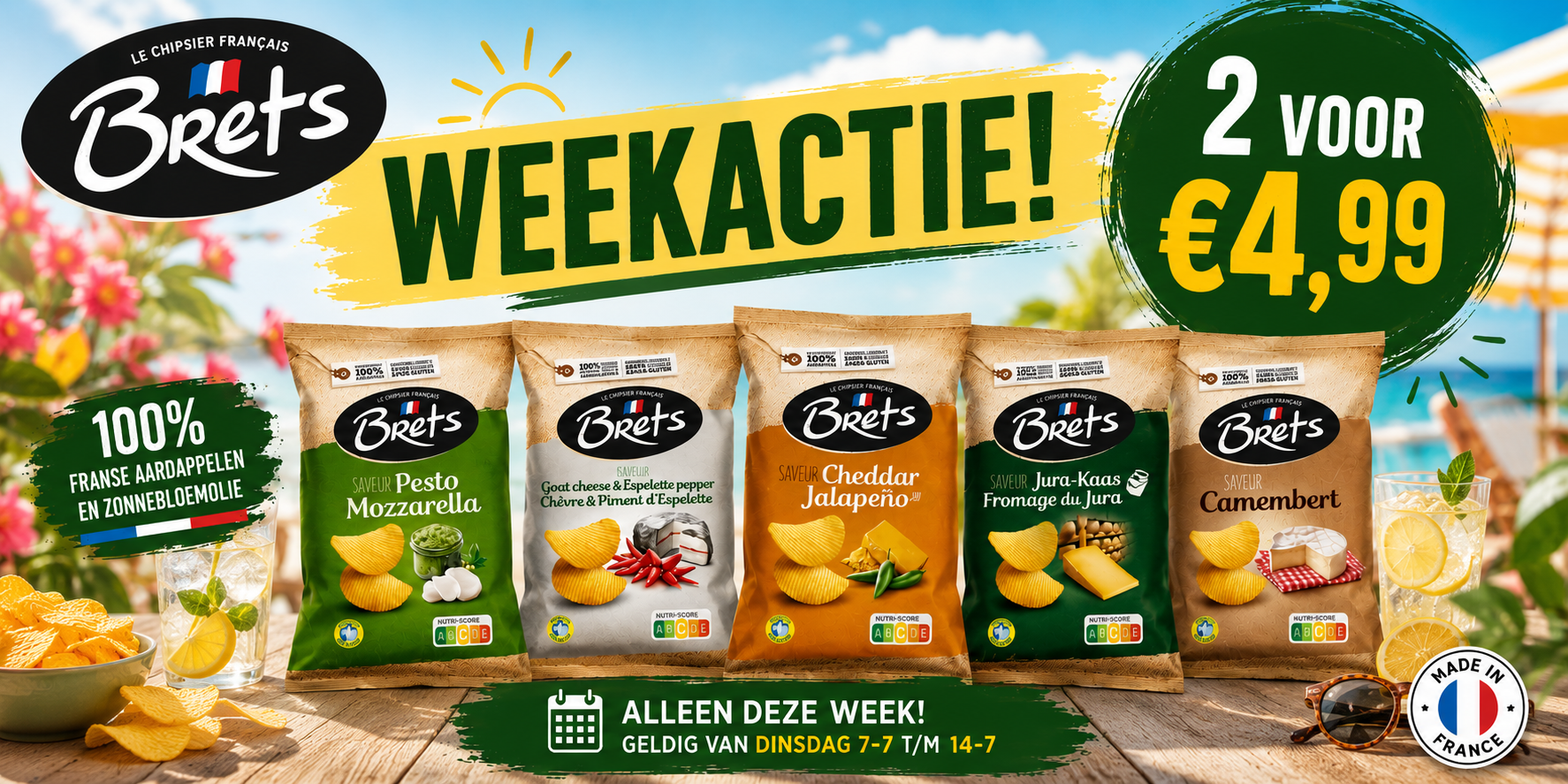 WEEKACTIE! 2 zakken Bret's Chips voor slechts €4,99 WEEKACTIE! 2 zakken Bret's Chips voor slechts €4,99